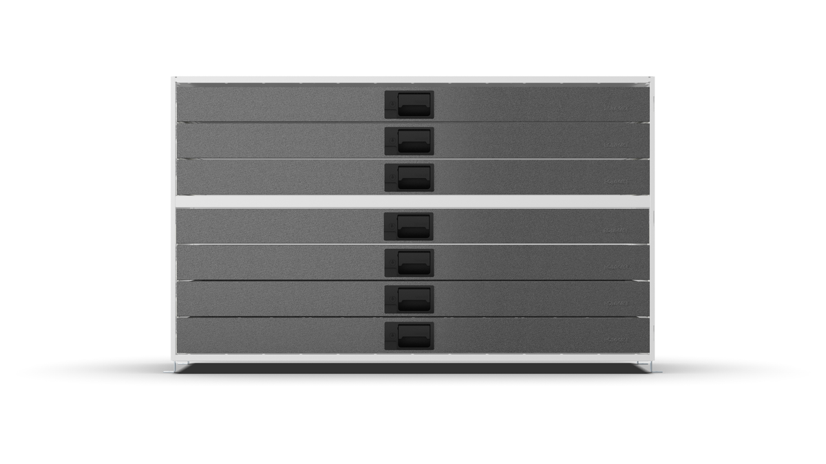 Front view of the S1310 drawer cabinet, 1259 mm wide and 743 mm high, with seven standard drawers