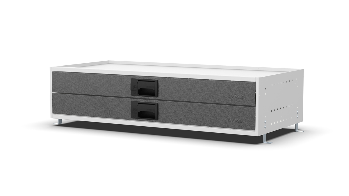 S1010 modular drawer cabinet, 2 standard drawers, 230 mm high, three-quarter front view