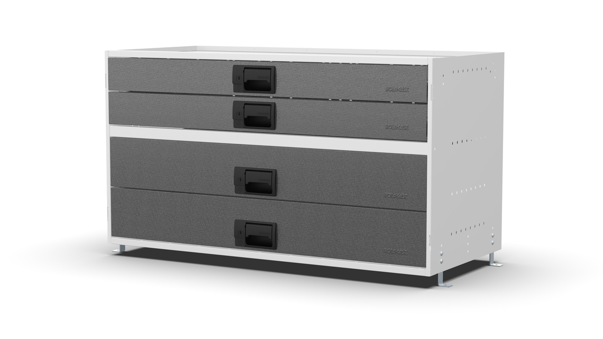 S1010 modular drawer cabinet, 2 standard and 2 large drawers, 547 mm high, three-quarter front view