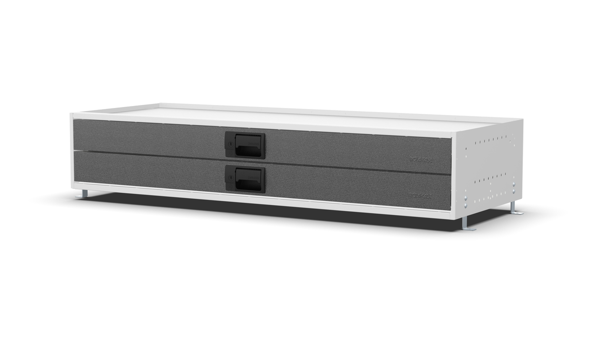 S1310 modular drawer cabinet, 2 standard drawers, 230 mm high, three-quarter front view