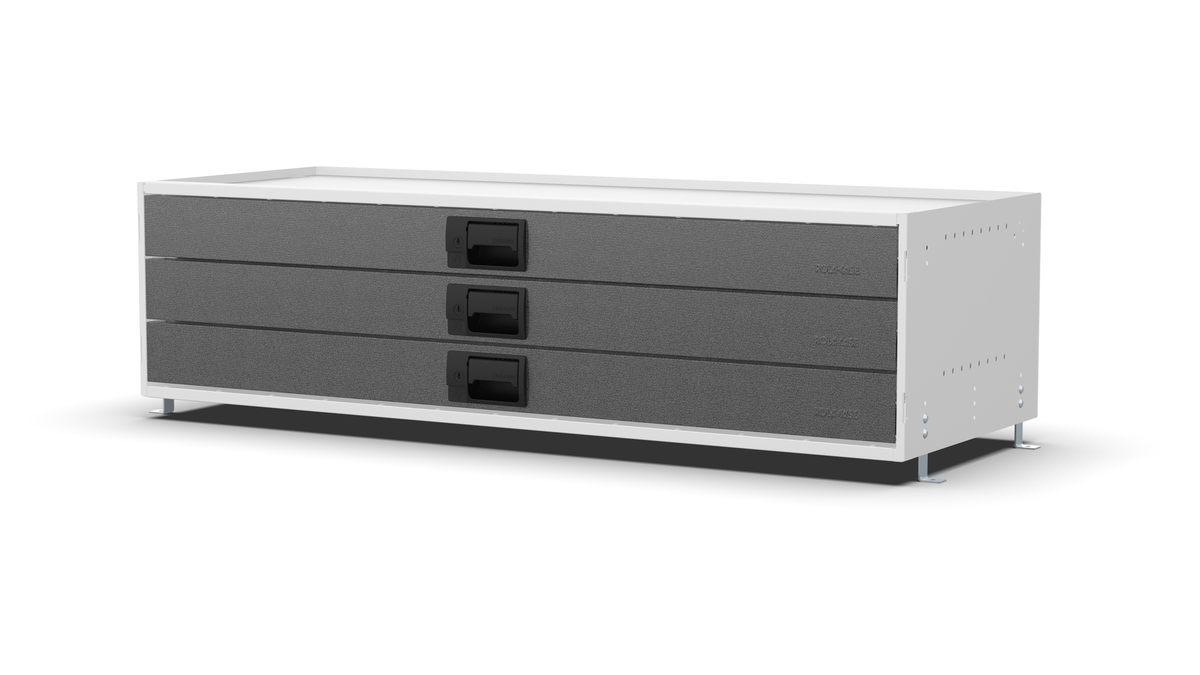 S1310 modular drawer cabinet, 3 standard drawers, 325 mm high, three-quarter front view
