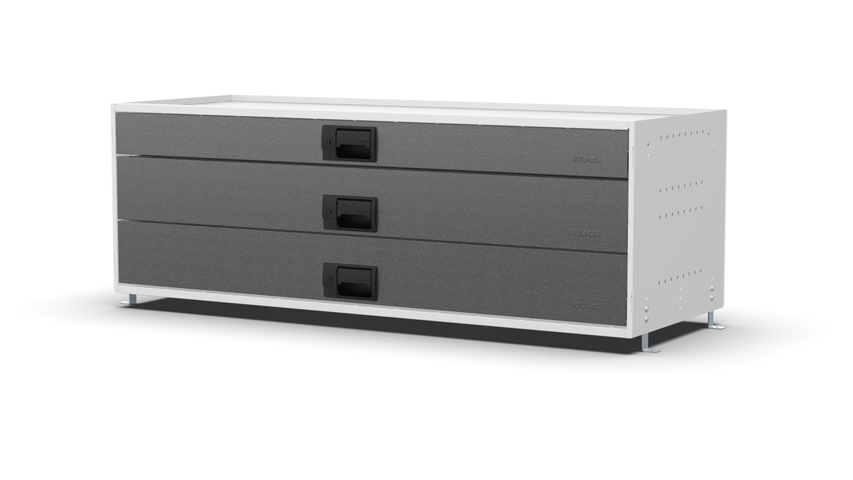 S1310 modular drawer cabinet, 1 standard and 2 large drawers, 420 mm high, three-quarter front view