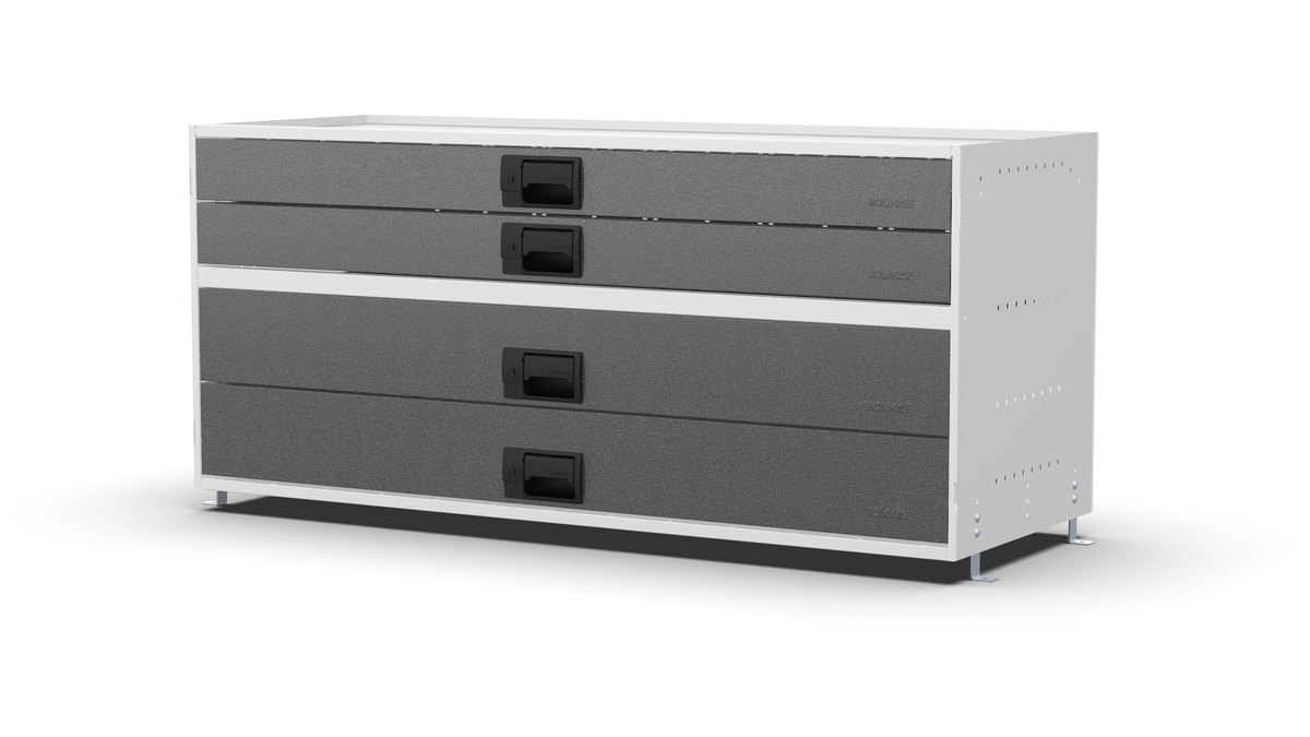 S1310 modular drawer cabinet, 2 standard and 2 large drawers, 547 mm high, three-quarter front view