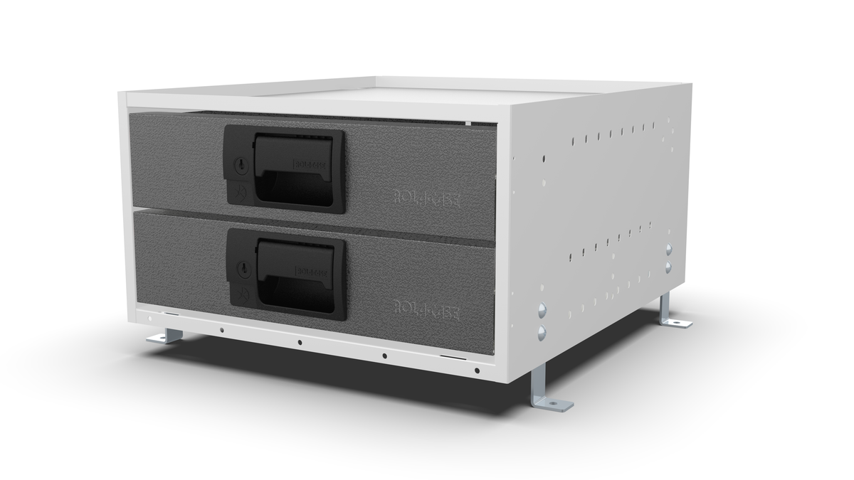 S420 modular drawer cabinet, 2 standard drawers, 230 mm high, three-quarter front view