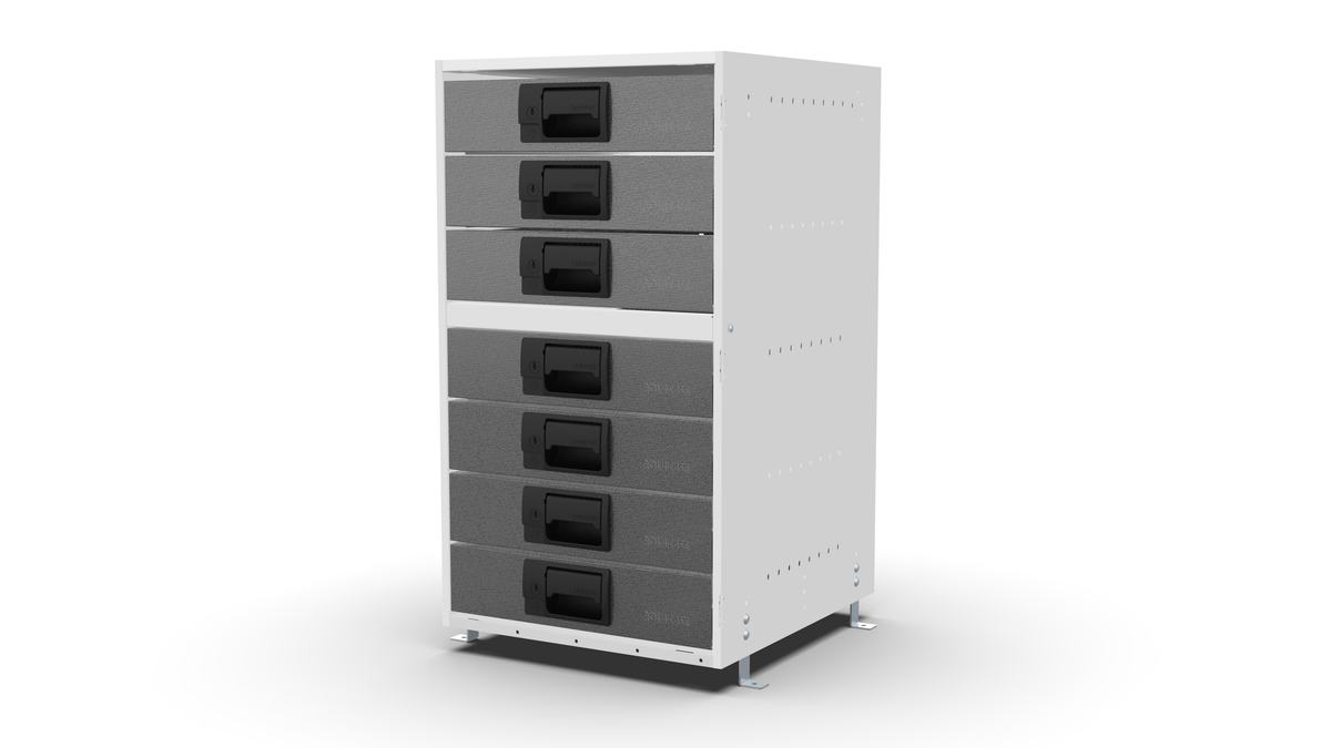 S420 modular drawer cabinet, 7 standard drawers, 743 mm high, three-quarter front view