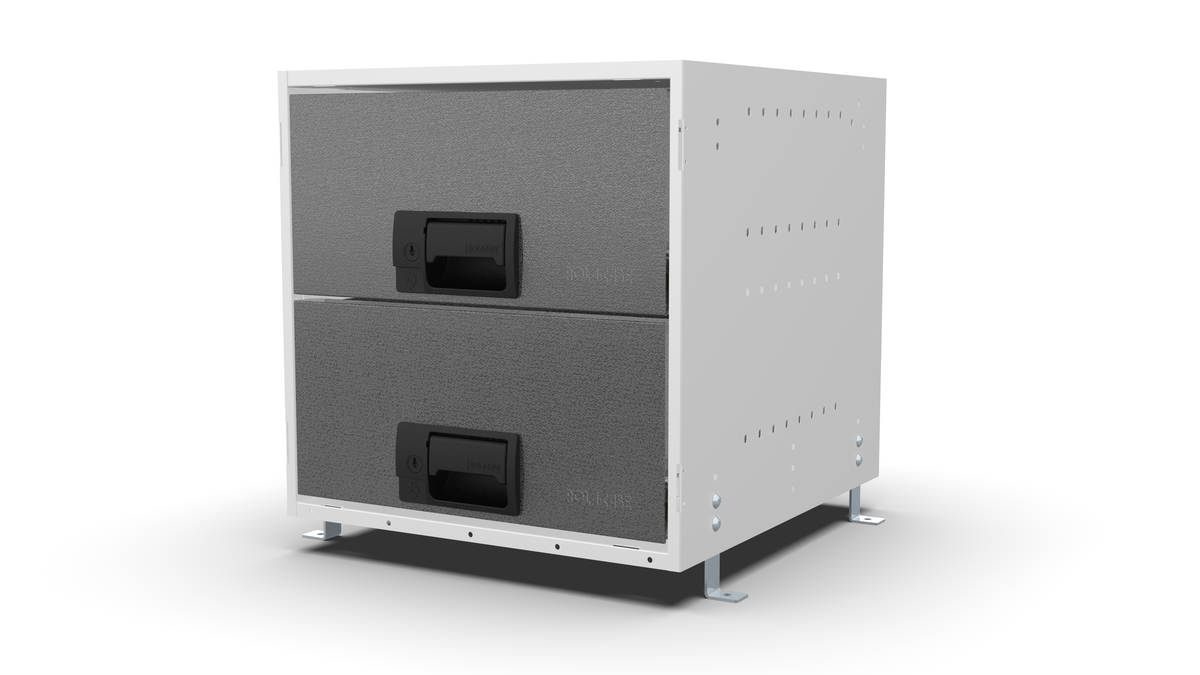 S420 modular drawer cabinet, 2 deep drawers, 420 mm high, three-quarter front view