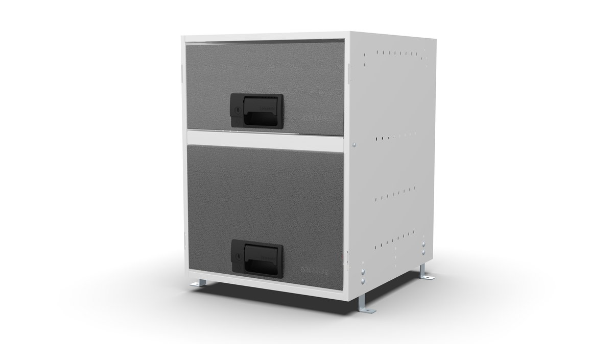 S420 modular drawer cabinet, 1 deep and 1 extra-deep drawers, 547 mm high, three-quarter front view