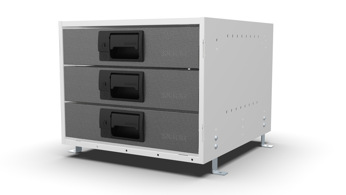 S420 modular drawer cabinet, 3 standard drawers, 325 mm high, three-quarter front view