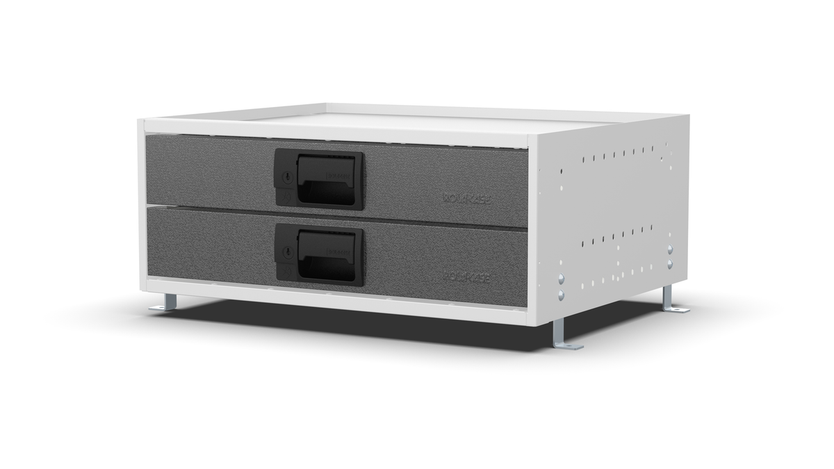 S600 modular drawer cabinet, 2 standard drawers, 230 mm high, three-quarter front view