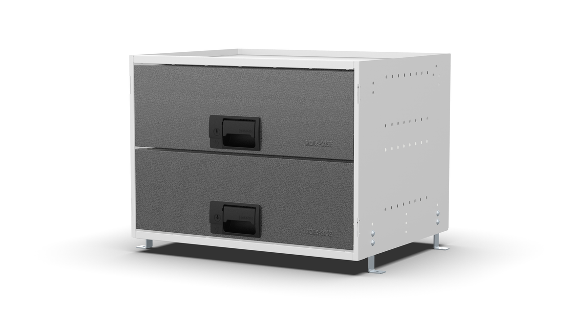 S600 modular drawer cabinet, 2 deep drawers, 420 mm high, three-quarter front view