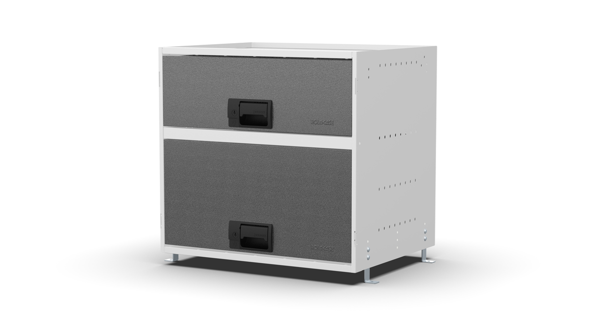 S600 modular drawer cabinet, 1 deep and 1 extra-deep drawers, 547 mm high, three-quarter front view