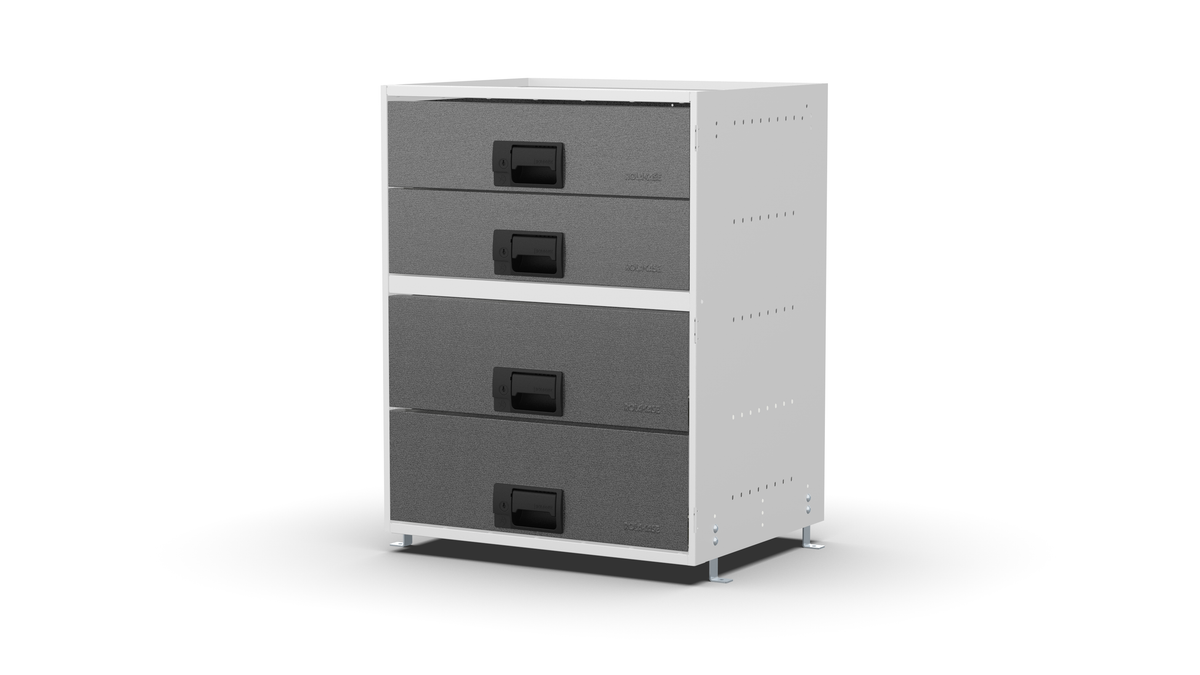 S600 modular drawer cabinet, 2 large and 2 deep drawers, 743 mm high, three-quarter front view