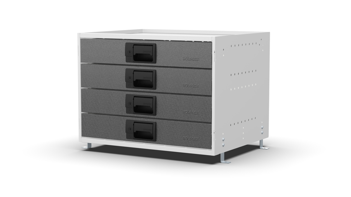S600 modular drawer cabinet, 4 standard drawers, 420 mm high, three-quarter front view
