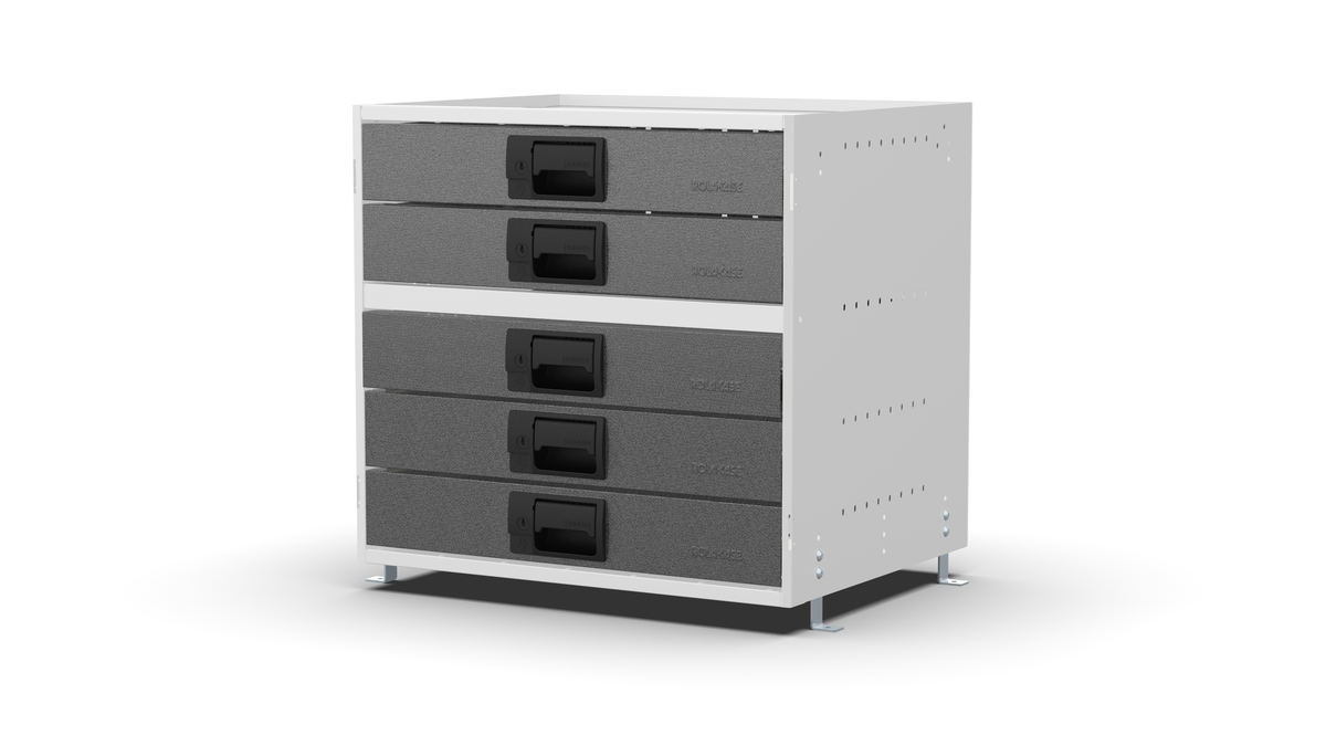 S600 modular drawer cabinet, 5 standard drawers, 547 mm high, three-quarter front view
