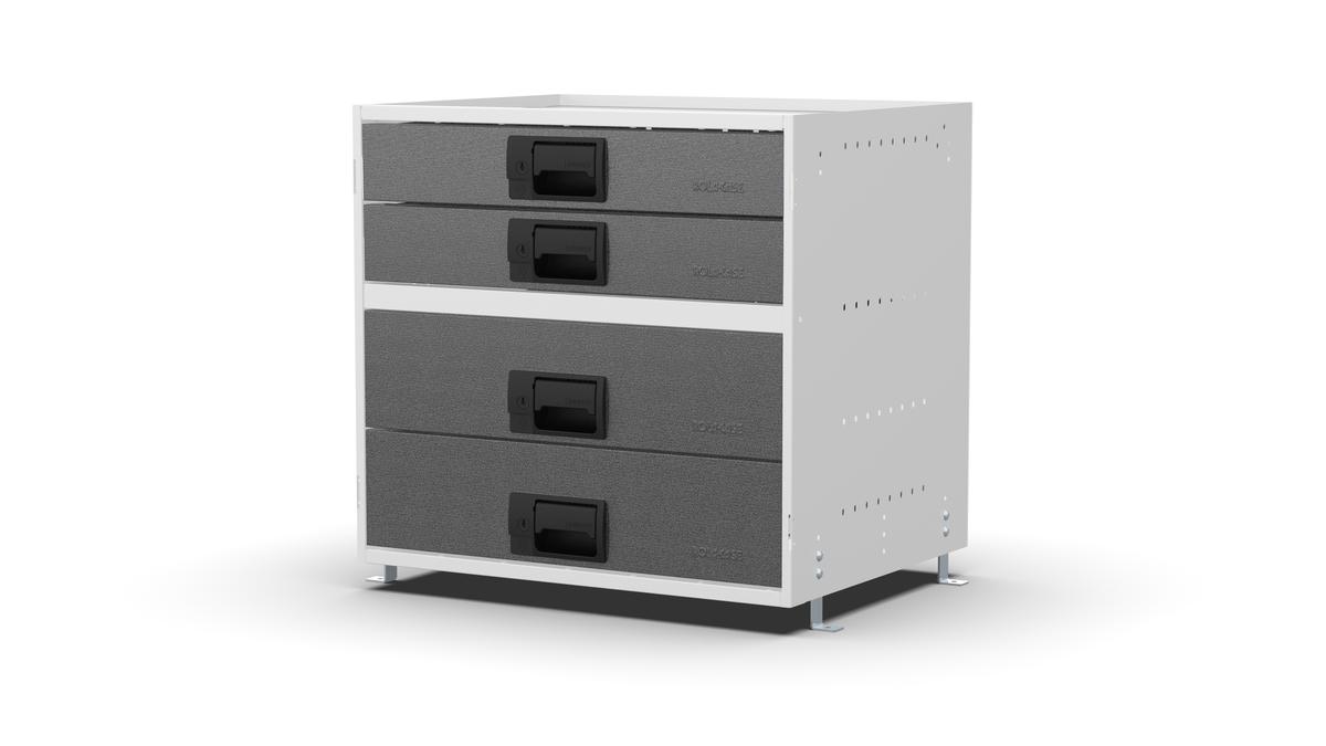 S600 modular drawer cabinet, 2 standard and 2 large drawers, 547 mm high, three-quarter front view