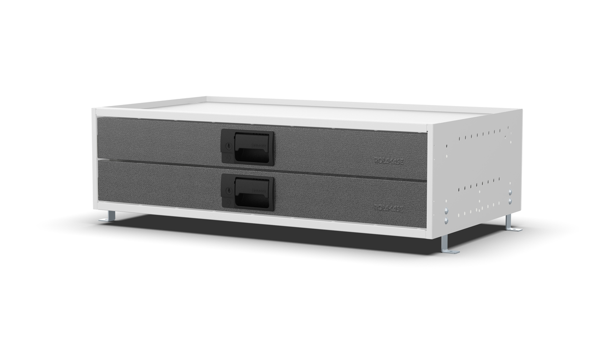 S840 modular drawer cabinet, 2 standard drawers, 230 mm high, three-quarter front view