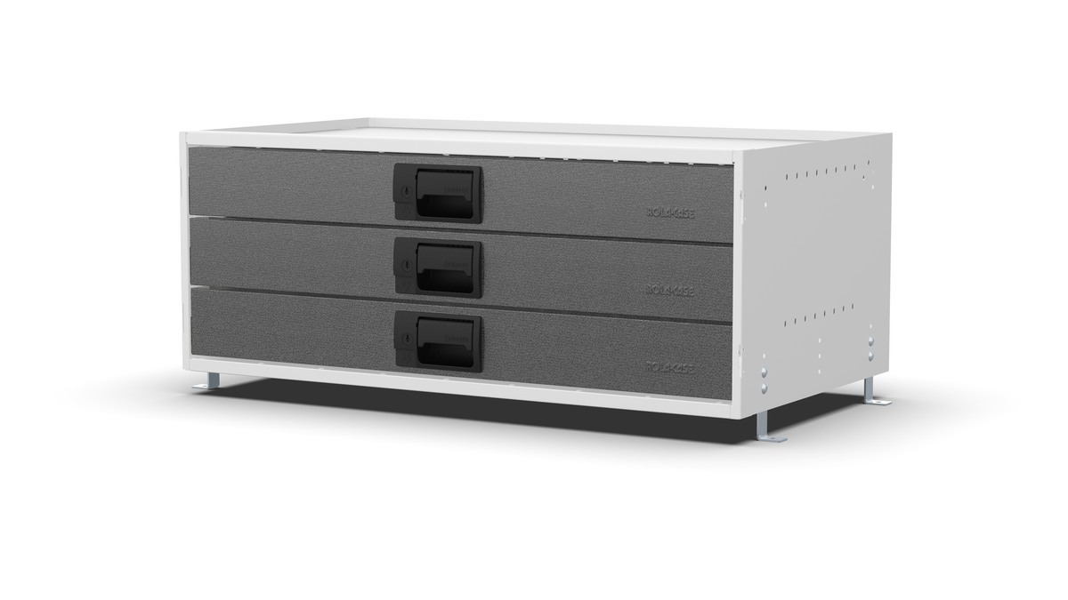 S840 modular drawer cabinet, 3 standard drawers, 325 mm high, three-quarter front view