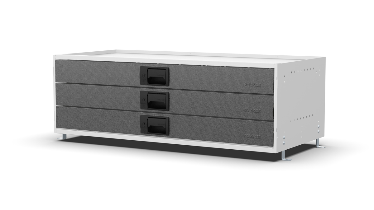 S1010 modular drawer cabinet, 3 standard drawers, 325 mm high, three-quarter front view