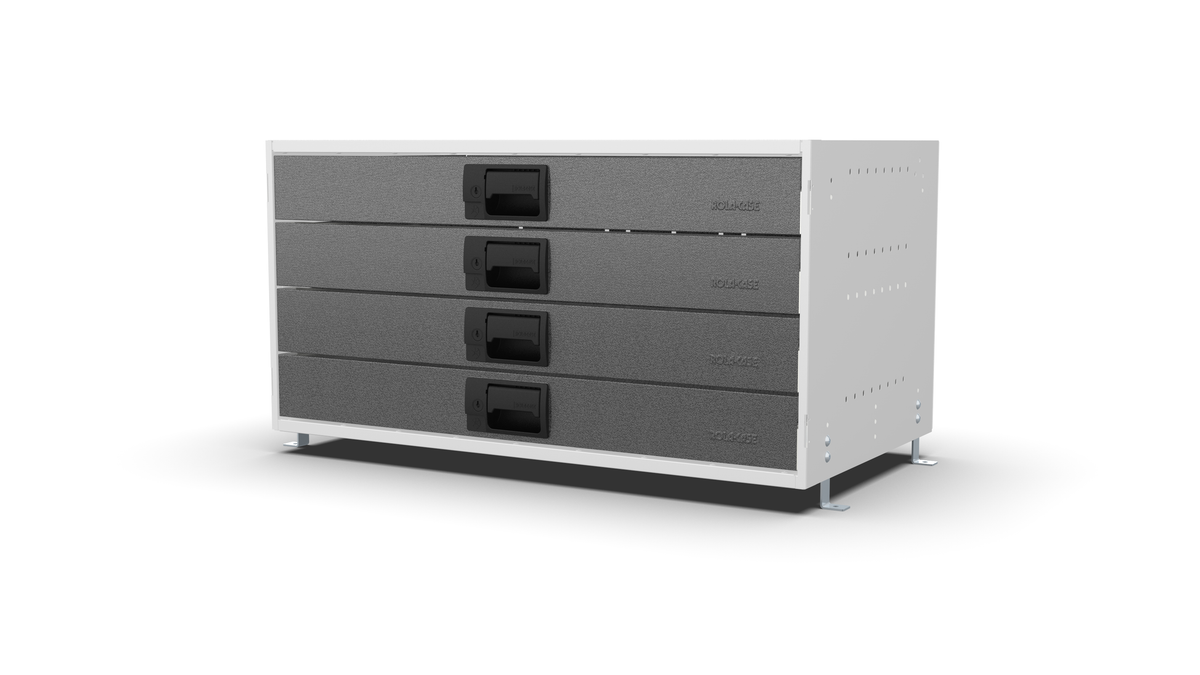 S840 modular drawer cabinet, 4 standard drawers, 420 mm high, three-quarter front view