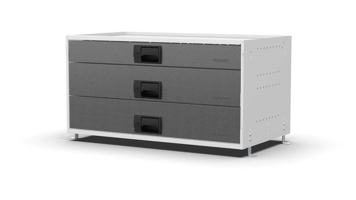 S840 modular drawer cabinet, 1 standard and 2 large drawers, 420 mm high, three-quarter front view