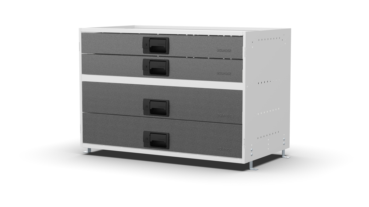 S840 modular drawer cabinet, 2 standard and 2 large drawers, 547 mm high, three-quarter front view